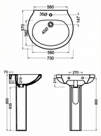 Bellezza Wash Basin with Pedestal