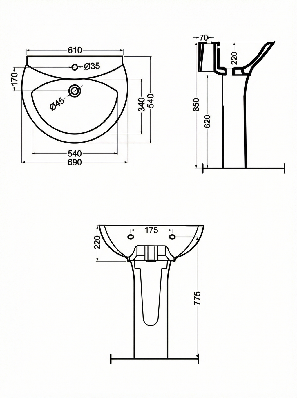 Star Washbasin with Pedestal